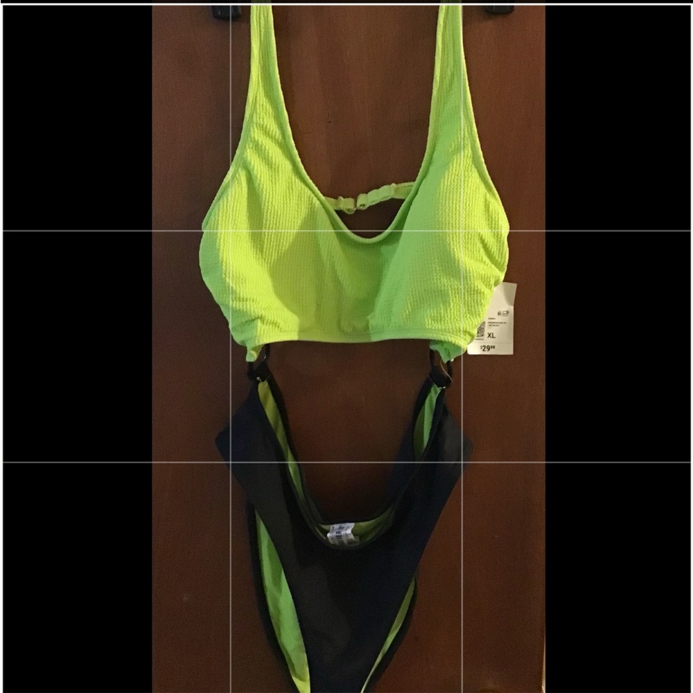 Sale!!! Forever 21 Neon Green and Black One Piece Swimsuit